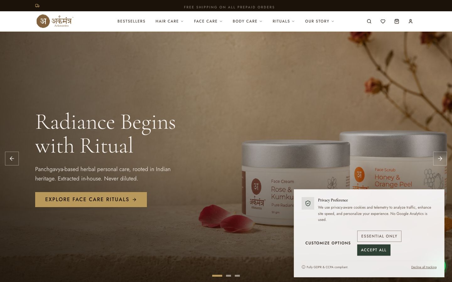Arkmantra — Ayurvedic Cosmetics E-Commerce preview